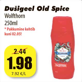 Allahindlus - Dušigeel Old Spice Wolfthorn 250ml