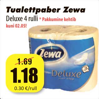 Allahindlus - Tualettpaber Zewa Deluxe 4 rulli