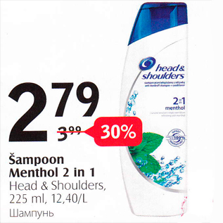 Allahindlus - Šampoon Menthol 2 in 1