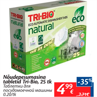 Allahindlus - Nõudepesumasina tabletid Tri-Bio, 25 tk