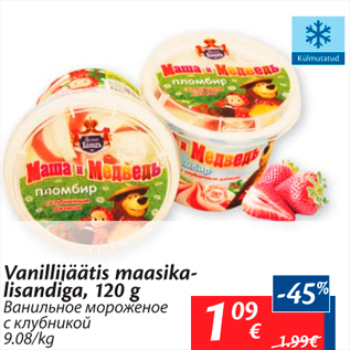 Allahindlus - Vanillijäätis maasika-lisandiga, 120 g