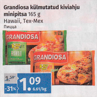 Allahindlus - Grandiosa külmutatud kiviahju minipitsa 165 g