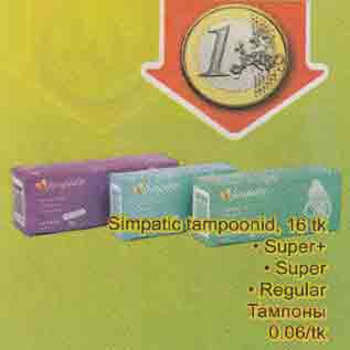 Allahindlus - Simpatic tampoonid, 16 tk • Super+ • Super • Regular