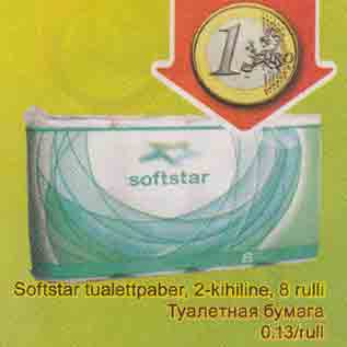 Allahindlus - Softstar tualettpaber, 2-kihiline, 8 rulli