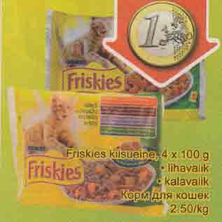 Allahindlus - Friskies kiisueine, 4 x 100 g • lihavalik • kalavalik