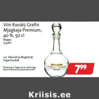 Allahindlus - Viin Russkij Grafin Mjagkaja Premium,