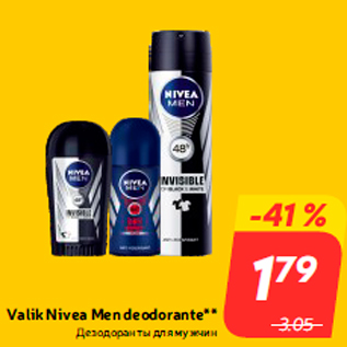 Allahindlus - Valik Nivea Men deodorante**