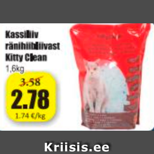 Allahindlus - Kassiliiv ränihiibliivast Kitty Clean 1,6 kg