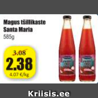 Allahindlus - Magus tšillikaste Santa Maria 585 g