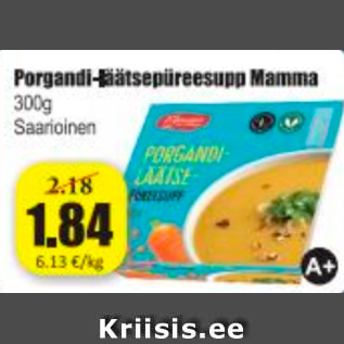 Allahindlus - Porgandi-läätsepüreesupp Mamma