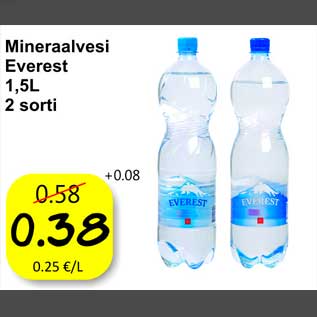 Allahindlus - Mineraalvesi Everest 1,5l 2 sorti