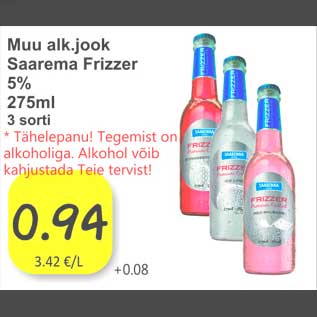 Allahindlus - Muu alk.jook saarema Frizzer 5% 275ml 3sorti