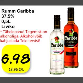 Allahindlus - Rumm Caribba 37,5% 0,5l Liviko