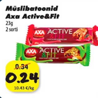 Allahindlus - Müslibatoonid Axa Active&Fit 23 g