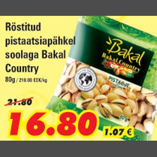 Allahindlus - Röstitud pistaatsiapähkel soolaga Bakal Country