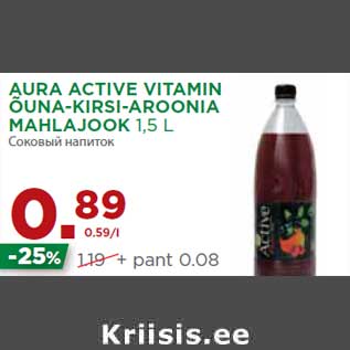 Allahindlus - AURA ACTIVE VITAMIN ÕUNA-KIRSI-AROONIA MAHLAJOOK