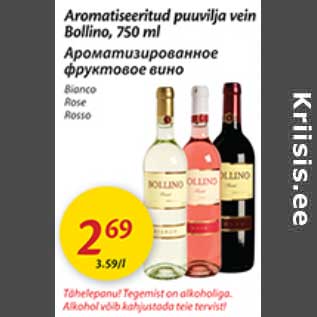 Allahindlus - Aromatiseeritud puuviljavein Bollino 750 ml