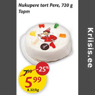 Allahindlus - Nukupere tort Pere, 720 g