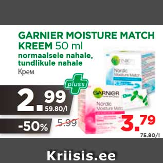 Allahindlus - GARNIER MOISTURE MATCH KREEM