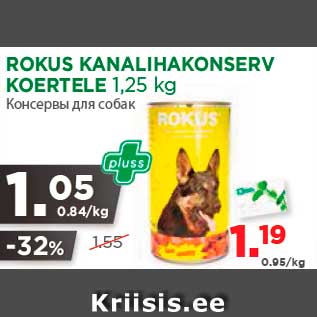 Allahindlus - ROKUS KANALIHAKONSERV KOERTELE 1,25 kg