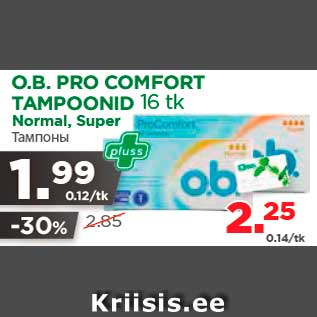 Allahindlus - O.B. PRO COMFORT TAMPOONID