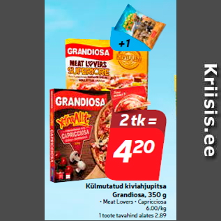 Allahindlus - Külmutatud kiviahjupitsa Grandiosa, 350 g