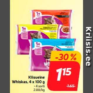 Allahindlus - Kiisueine Whiskas, 4 x 100 g