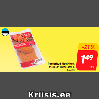 Allahindlus - Paneeritud fileešnitsel Maks&Moorits, 280 g