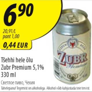 Allahindlus - Tšehhi hele õlu Zubr Premium