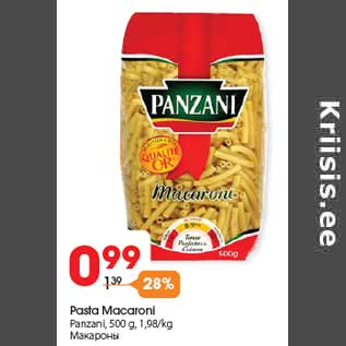 Allahindlus - Pasta Macaroni Panzani, 500 g, 1,98/kg