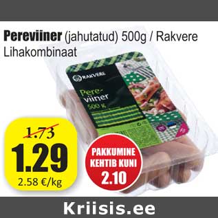 Allahindlus - Pereviiner (jahutatud) 500g / Rakvere Lihakombinaat