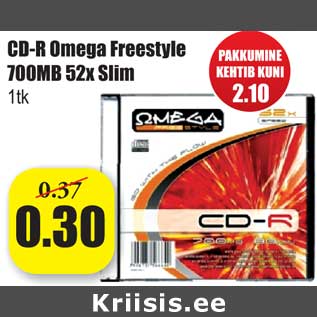 Allahindlus - CD-R Omega Freestyle 700MB 52x Slim