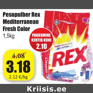 Allahindlus - Pesupulber Rex Mediterranean Fresh Color 1,5kg