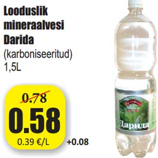 Allahindlus - Looduslik mineraalvesi Darida (karboniseeritud) 1,5L