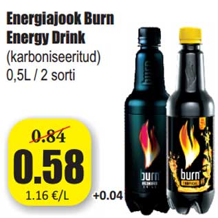 Allahindlus - Energiajook Burn Energy Drink (karboniseeritud) 0,5L / 2 sorti