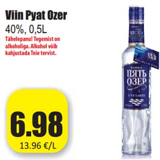 Allahindlus - Viin Pyat Ozer 40%, 0,5L