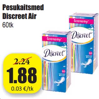 Allahindlus - Pesukaitsmed Discreet Air 60tk