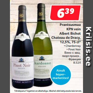 Allahindlus - Prantsusmaa KPN vein Albert Bichot Chateau de Dracy, 12,5%, 75 cl*