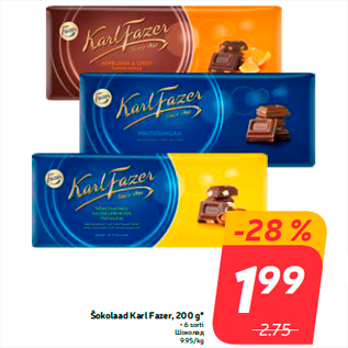 Allahindlus - Šokolaad Karl Fazer, 200 g*