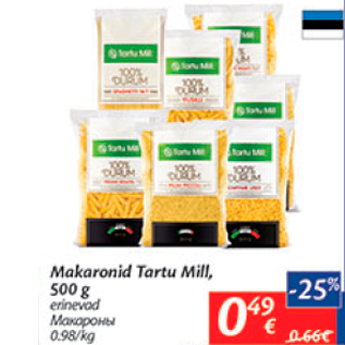 Allahindlus - Makaronid Tartu mill, 500 g