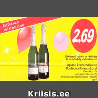 Allahindlus - Hispaania kvaliteetvahuvein Don Luciano Charmant, 75 cl