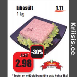 Allahindlus - Lihasült 1 kg