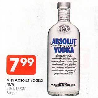 Allahindlus - Viin Absolut Vodka