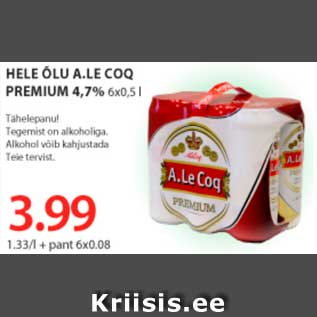 Allahindlus - HELE ÕLU A.LE COQ PREMIUM