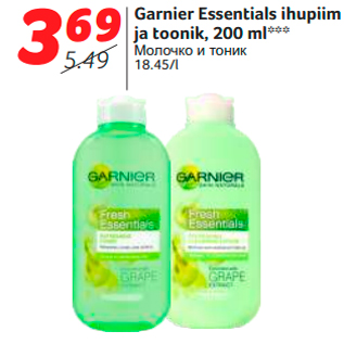 Allahindlus - Garnier Essentials ihupiim ja toonik, 200 ml***