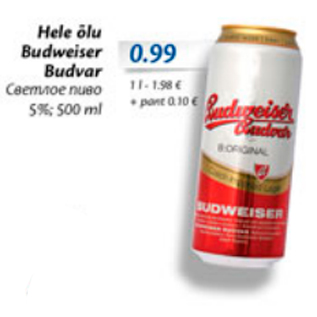 Allahindlus - Hele õlu Budweiser Budvar