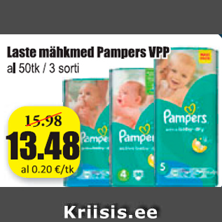 Allahindlus - Laste mähkmed Pampers VPP