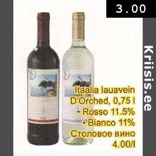 Allahindlus - Itааliа lаuаvеin D"Orched, 0,75l . Rosso 11.5% .Bianco 11%