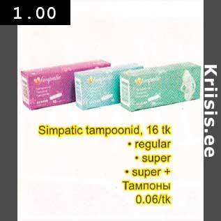 Allahindlus - Simpatic tampoonid, 16 tk . rеgulаr . Suреr . Suреr +