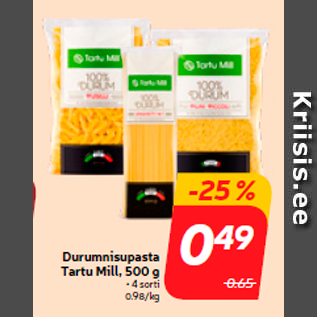 Allahindlus - Durumnisupasta Tartu Mill, 500 g